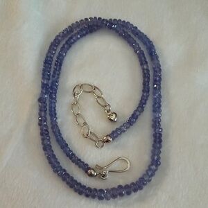 Natural Tanzanite Faceted Rondelle Bead Necklace – Sterling Silver 925 Clasp ✨